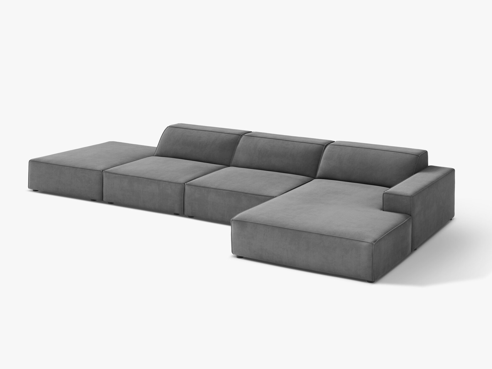 Micadoni Ecksofa Jodie 5-Sitzer Samt Venus Grau Rechts
