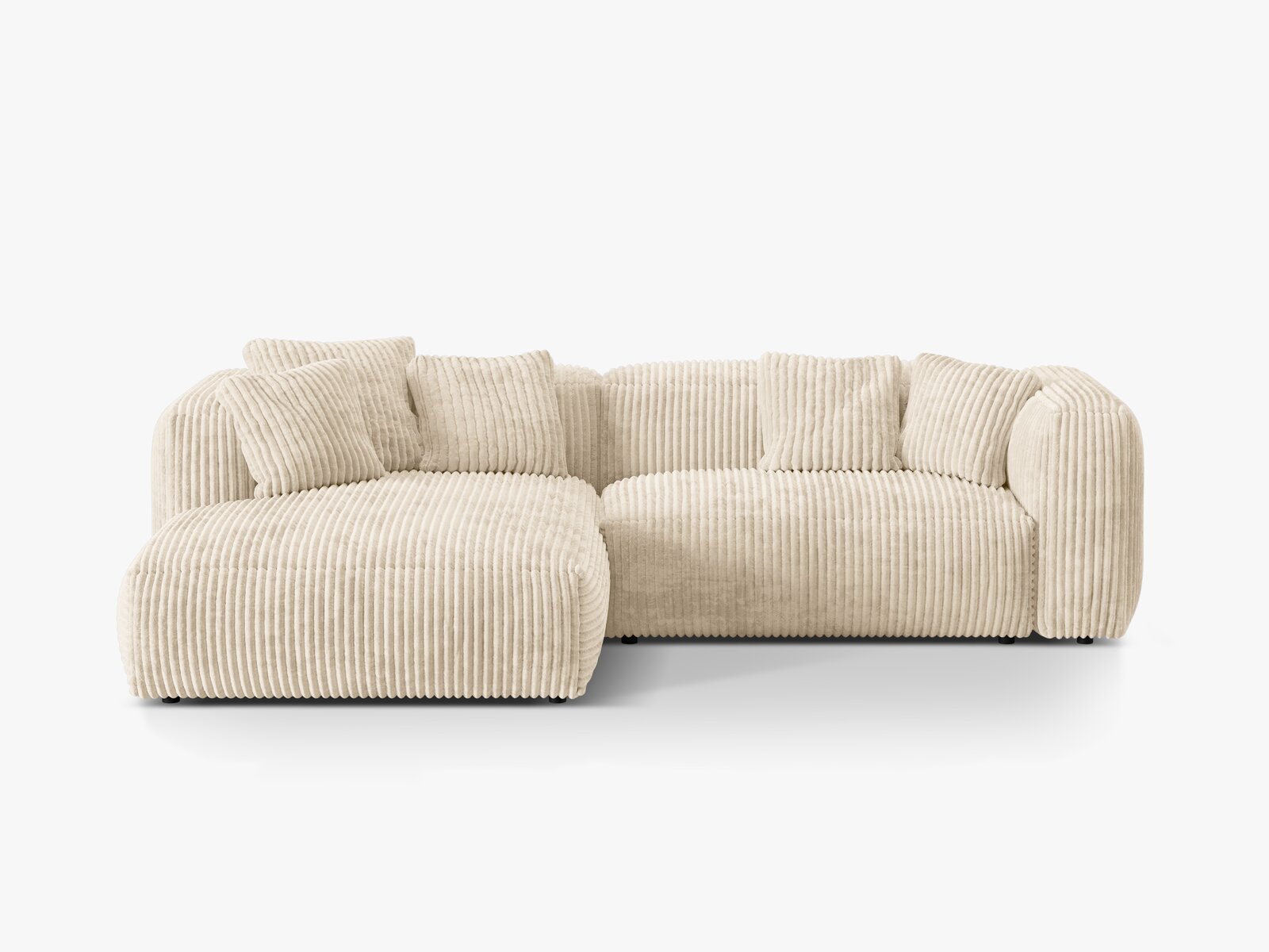Micadoni Ecksofa Martina 2-Sitzer Links Kord Tilia Helles Beige