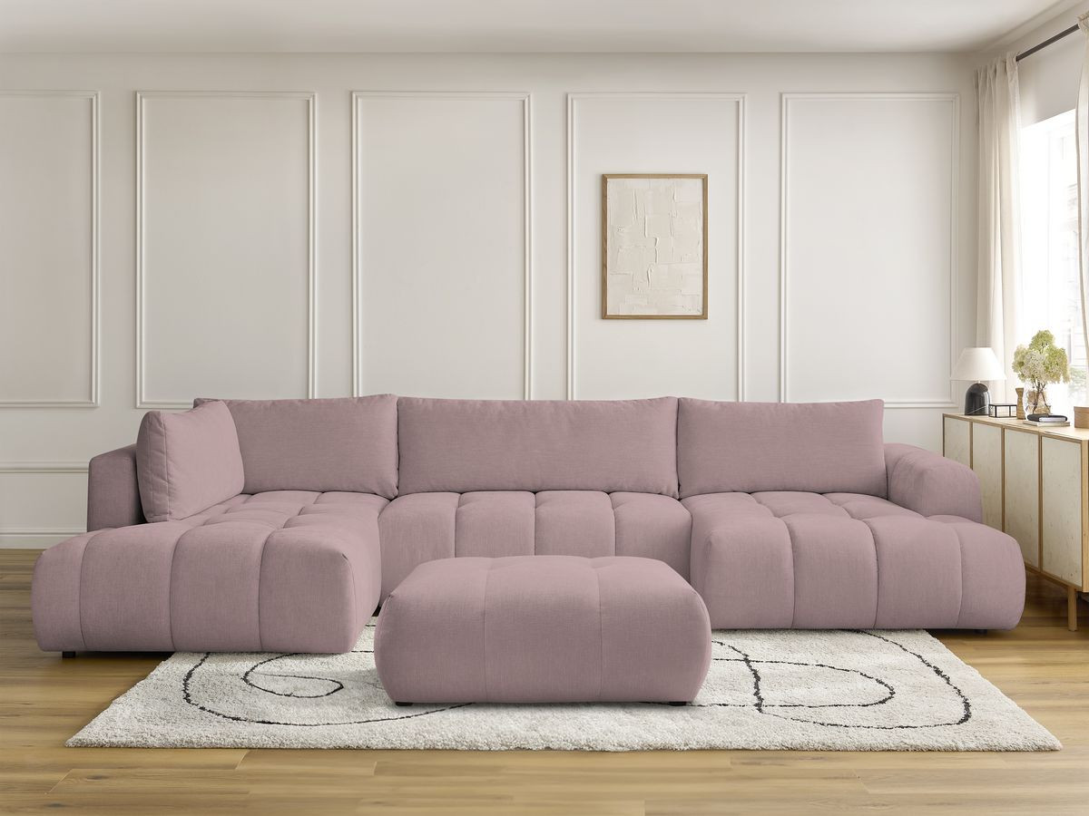 Bobochic Fuji Wohnlandschaft mit Pouf Stoff Rosa Ecke rechts