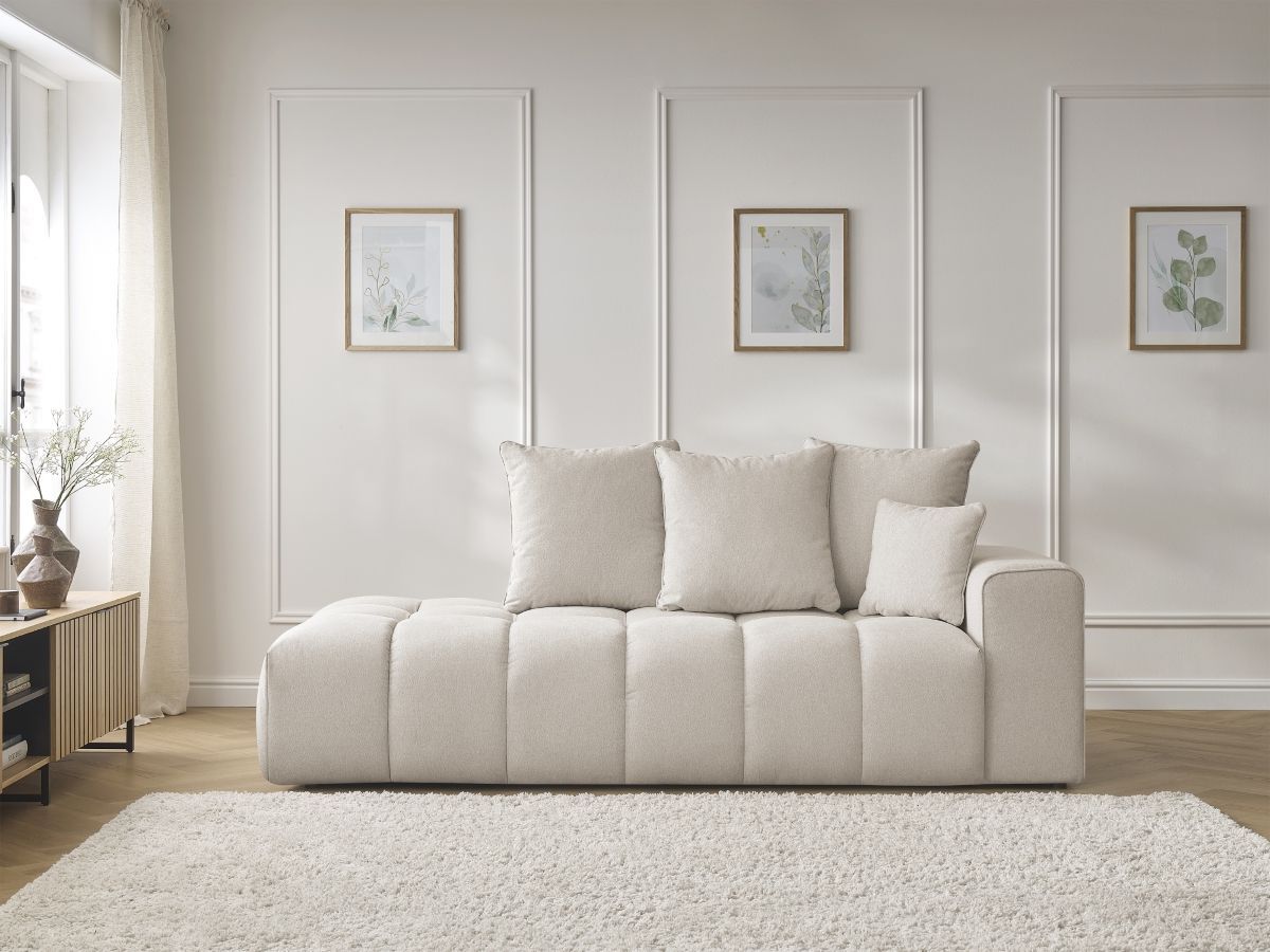Bobochic Mont-blanc Sofa 4-Sitzer Melange-Stoff Beige Armlehne rechts