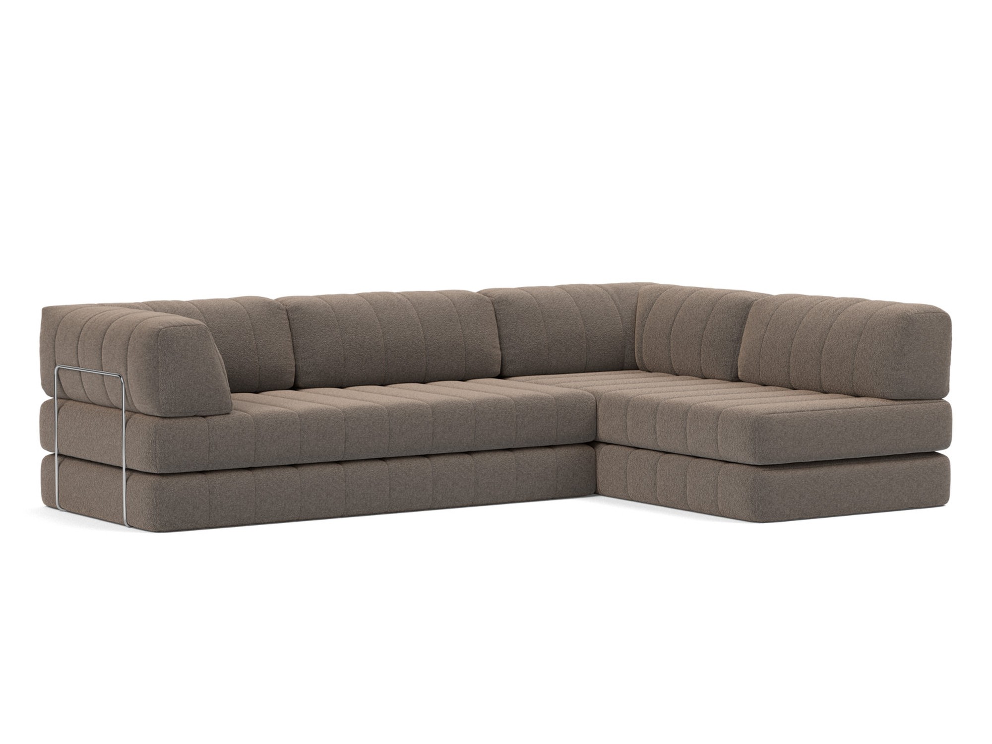 Eck-Schlafsofa CozyPad L-Form mit Armlehne Boucle Skandi 530-Taupe