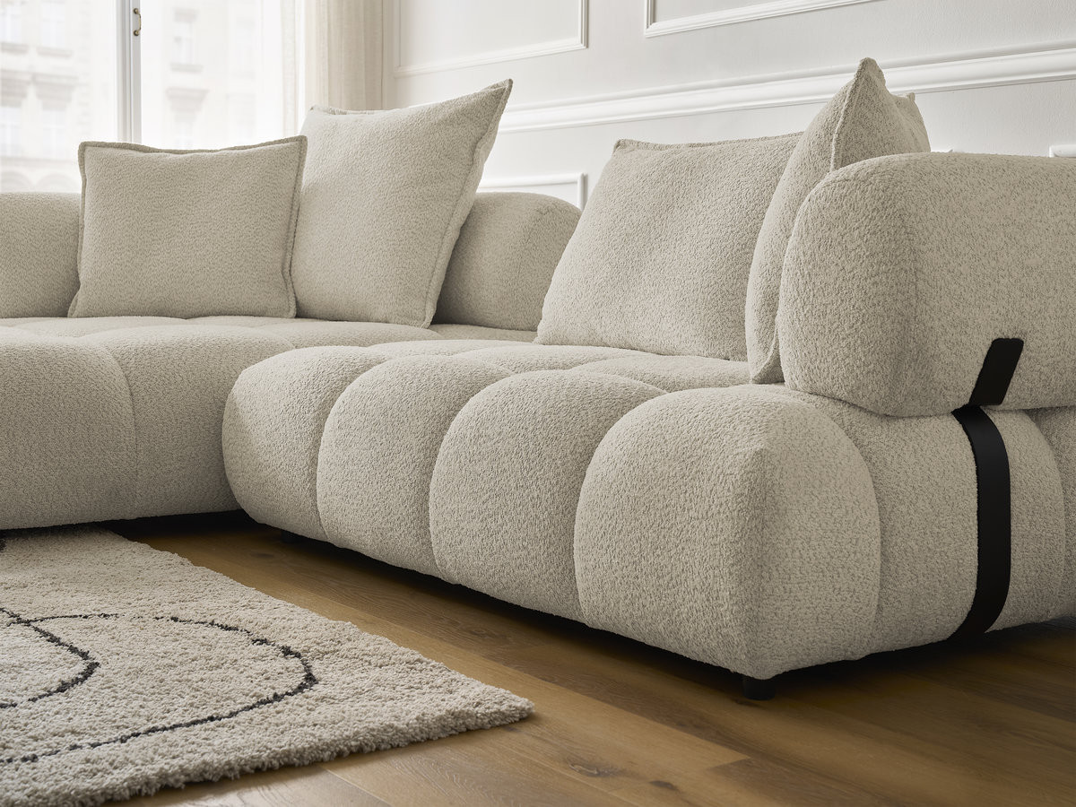 Bobochic Alya Ecksofa Bouclé-Stoff Beige Ecke links