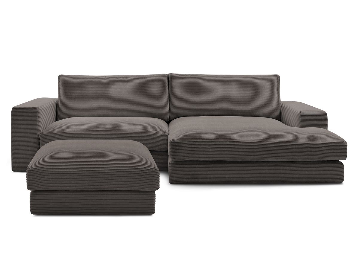 Bobochic Leonard Ecksofa mit Pouf 274 × 159 cm Cordsamt Braun Ecke rechts