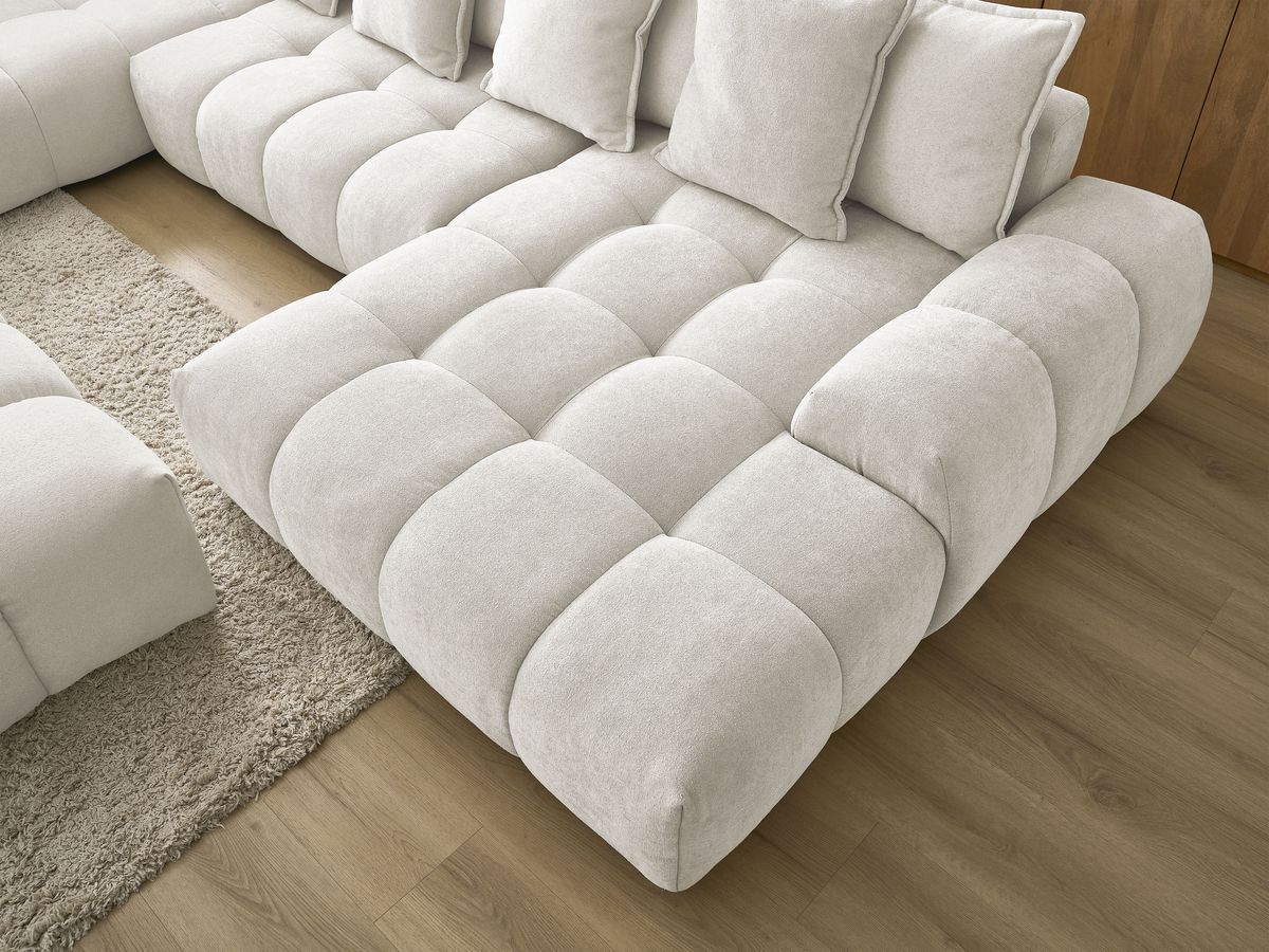 Bobochic Everest Wohnlandschaft mit Pouf, 14 Kissen Strukturstoff Weiß Ecke rechts