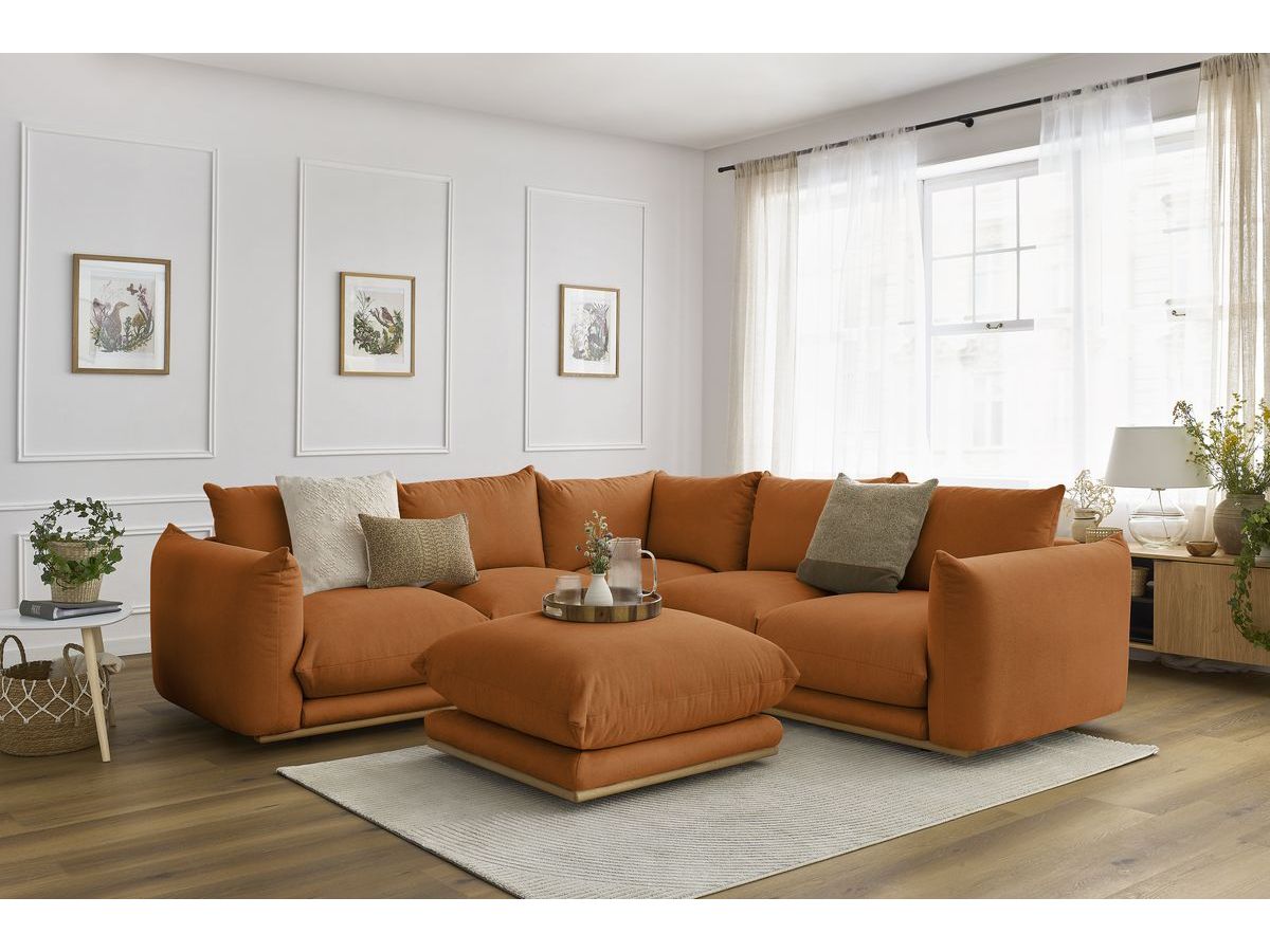 Bobochic Ernest Ecksofa mit Pouf Stoff Orange