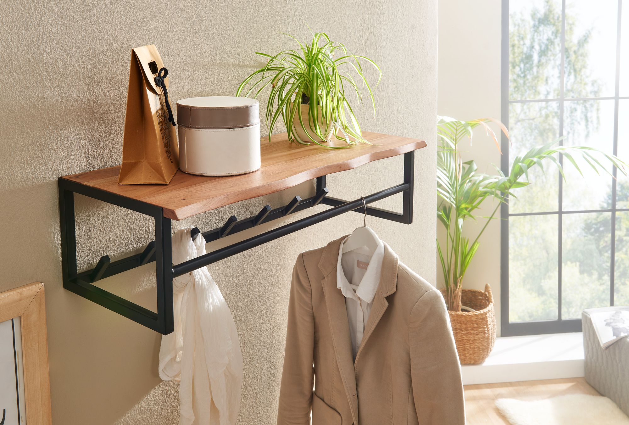 Wandgarderobe Andakill Akazie Massivholz 80 × 33 × 22 cm