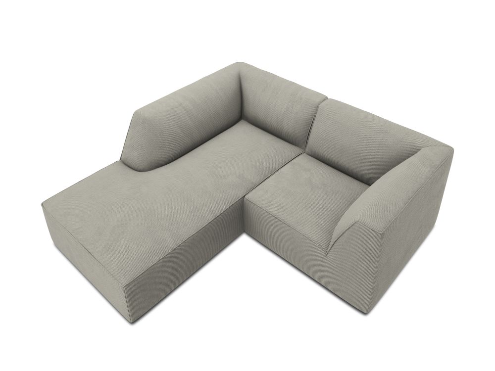 Cosmopolitan Design Ecksofa Siena 3-Sitzer Kord Scala Hellgrau Links