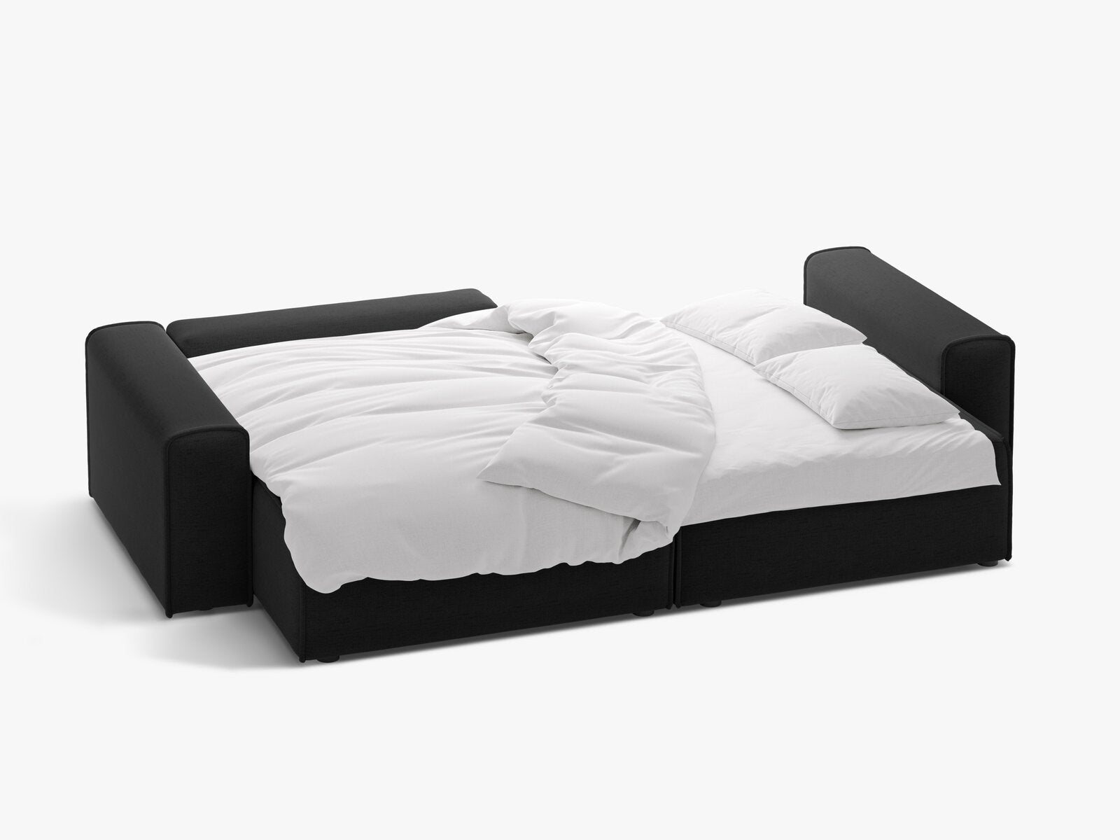 Micadoni Ecksofa Victor 3-Sitzer mit Schlaffunktion Links Strukturierter Stoff Schwarz