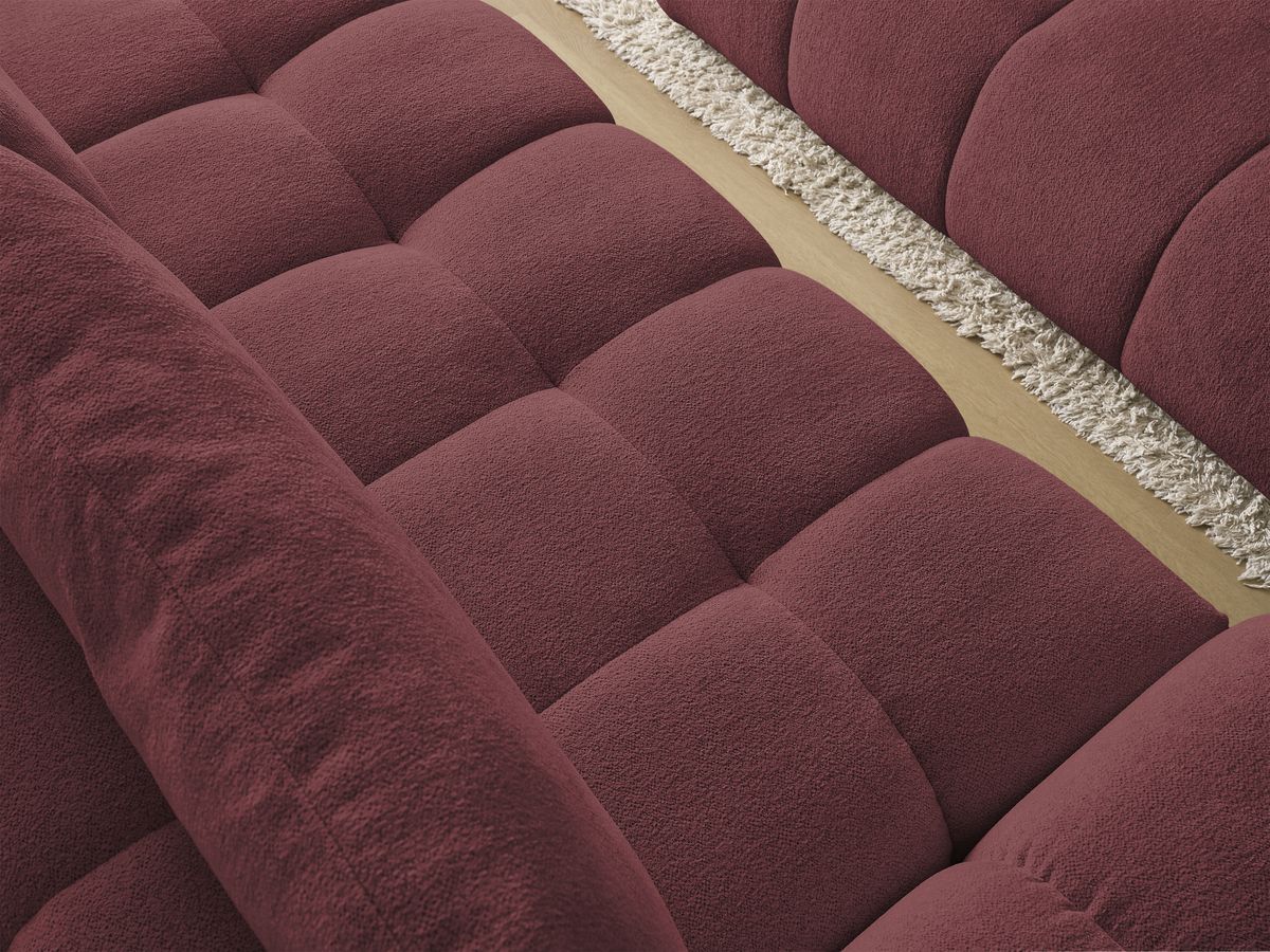 Bobochic Everest Schlafsofa 3-Sitzer mit Bettkasten und Pouf, 2 Kissen Melange-Stoff Rot