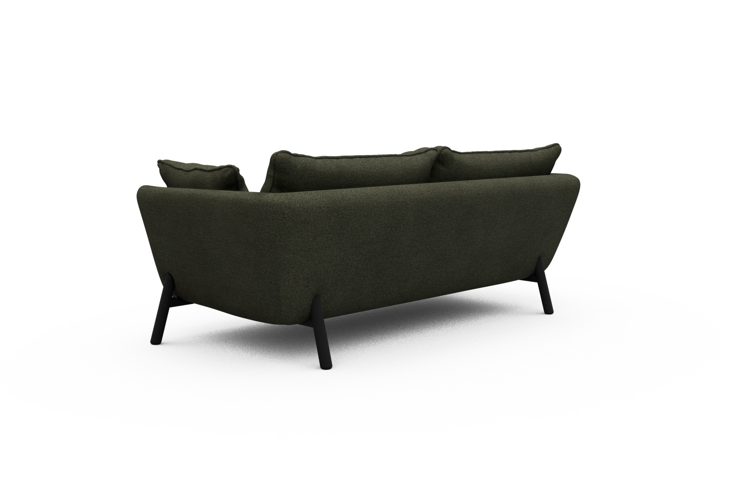 Sofa Emil PREMIUM 2-Sitzer Beinfarbe Eiche Schwarz Boucle-Forest-Green