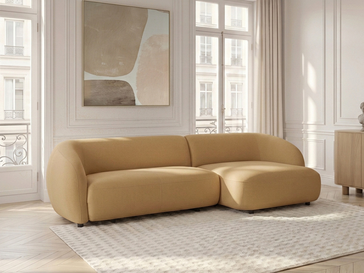 Bobochic Halo Ecksofa mit Schlaffunktion Stoff Gelb Ecke rechts