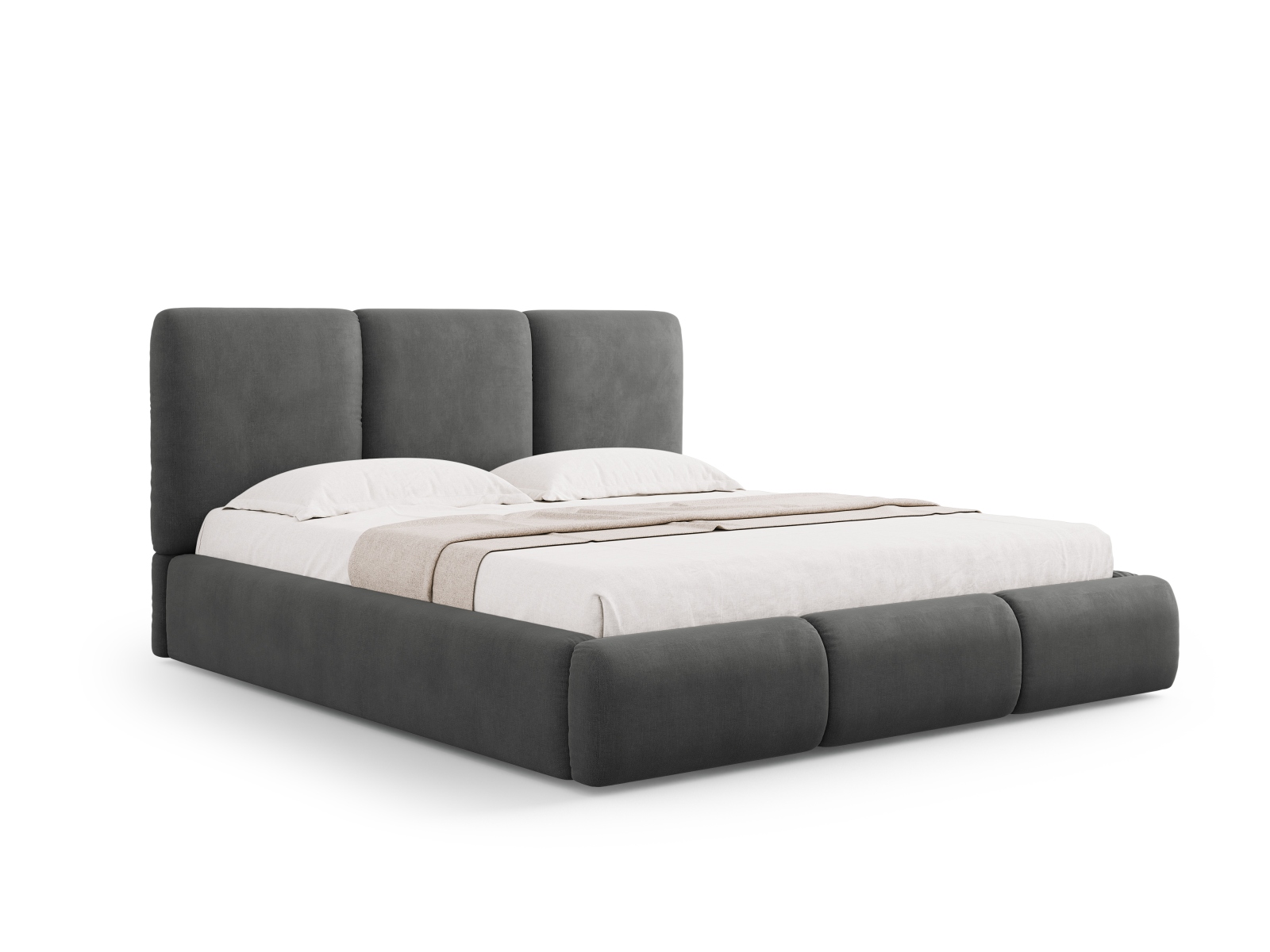 Cosmopolitan Design Stauraumbett mit Kopfteil Nicolas 200x200 Chenille Rebel Dunkelgrau