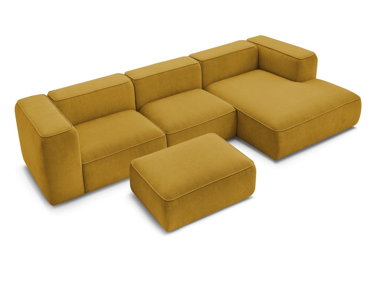 Bobochic Zephyr Ecksofa mit Pouf 349 × 165 cm Strukturstoff Gelb Ecke rechts