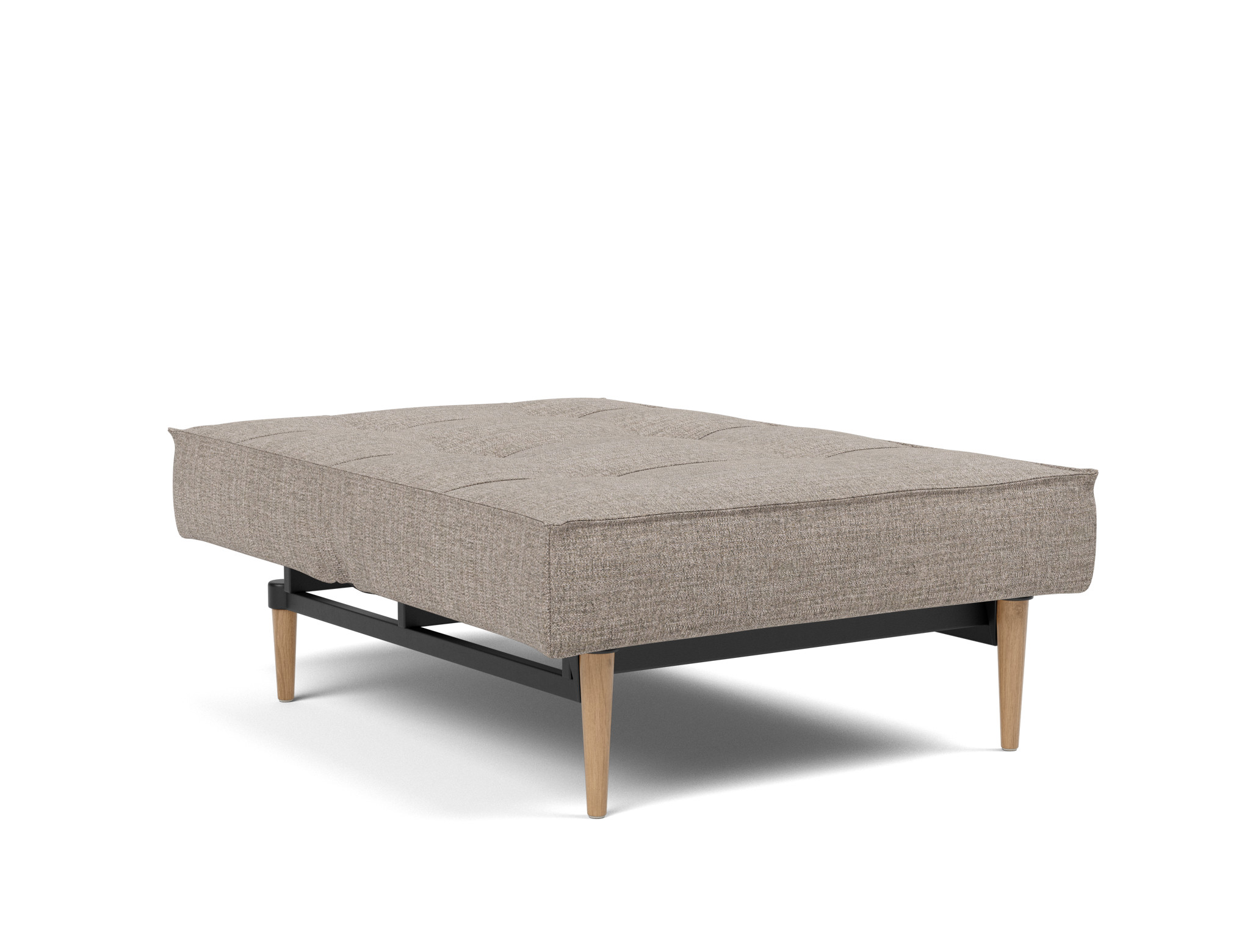 Sessel Splitback Chenille Yuveno 472-Warm-Grey Beine Styletto Eiche hell