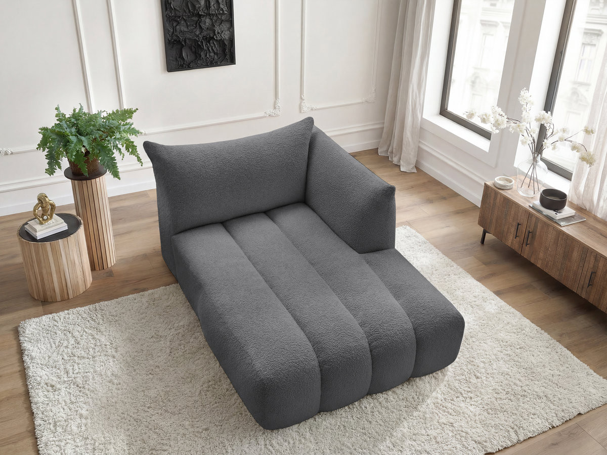 Bobochic Azra Méridienne-Modul Bouclé-Stoff Dunkelgrau Ecke rechts