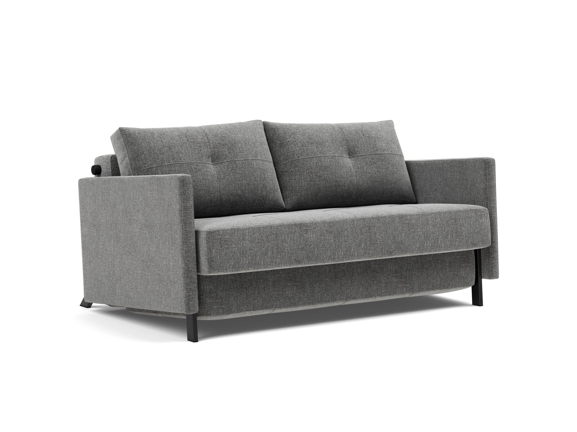 Schlafsofa Cubed mit Armlehnen 140 Strukturierter Stoff Twist 563-Charcoal