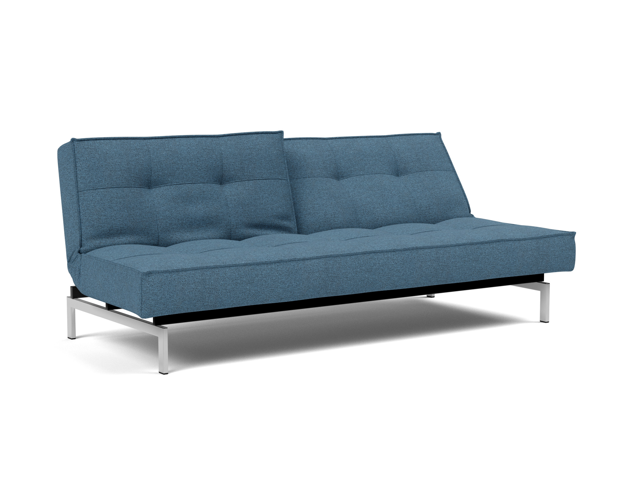 Schlafsofa Splitback Strukturierter Stoff Weda 302-Weda-Blue Beine Chrom