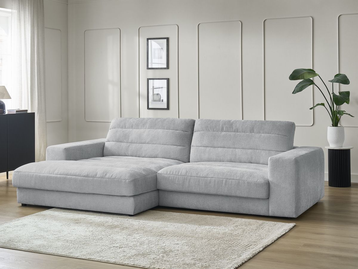 Bobochic Sierra Ecksofa Strukturstoff Hellgrau Ecke links