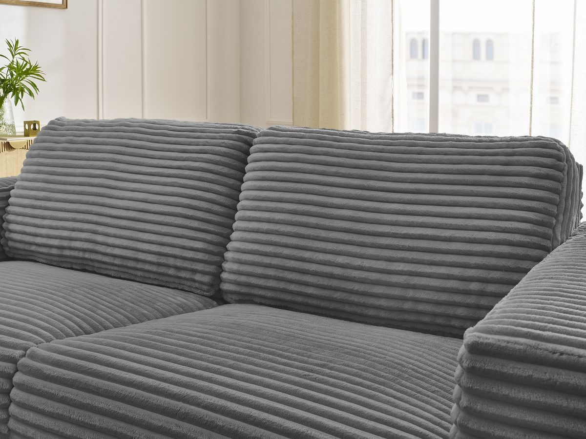 Bobochic Hugo Schlafsofa 3-Sitzer Cordsamt Dunkelgrau, Liegefläche 140 × 190 cm