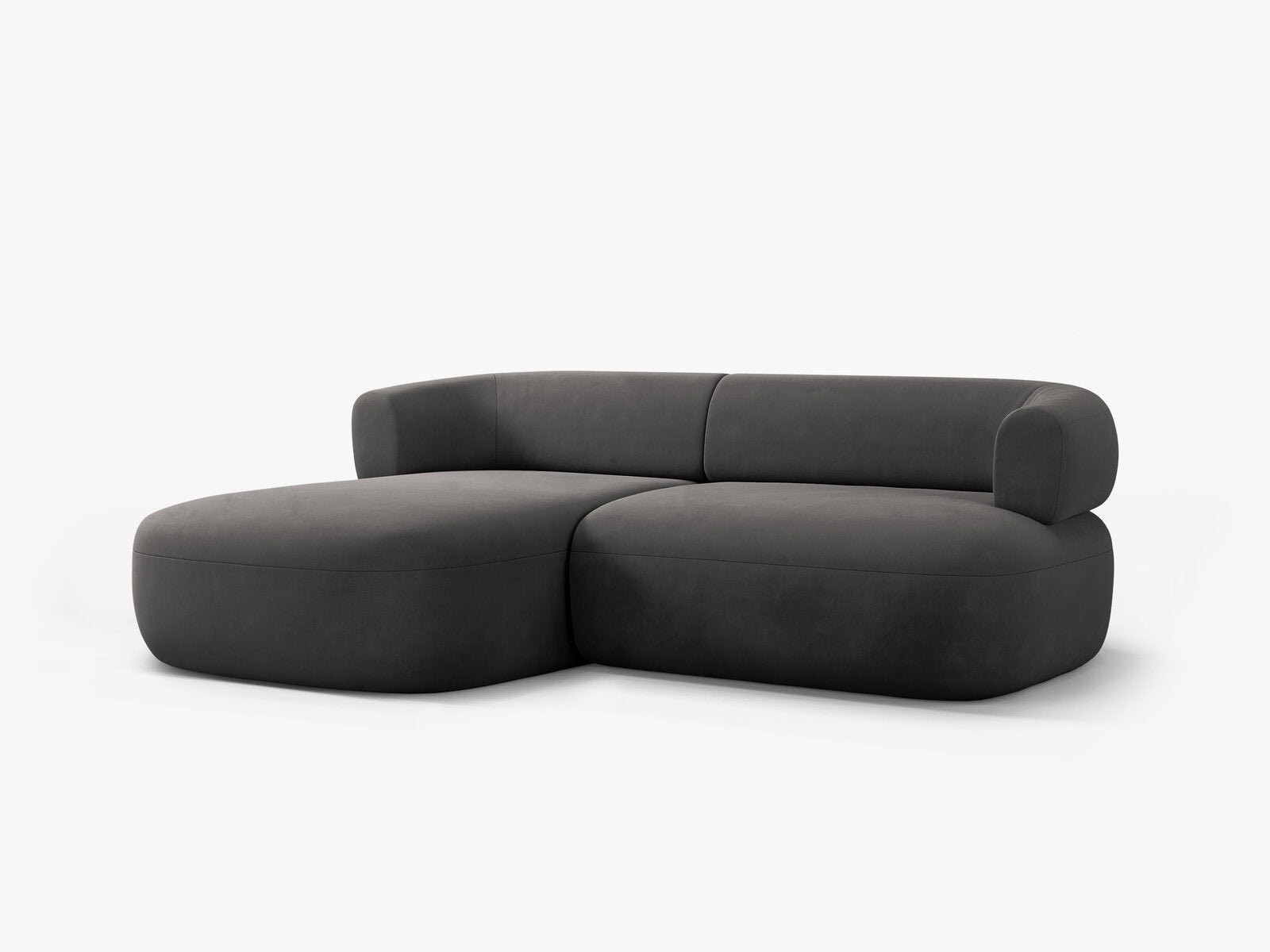 Micadoni 5-Sitzer Ecksofa Jenny Kleine Version Links Samt Salvador Dunkelgrau