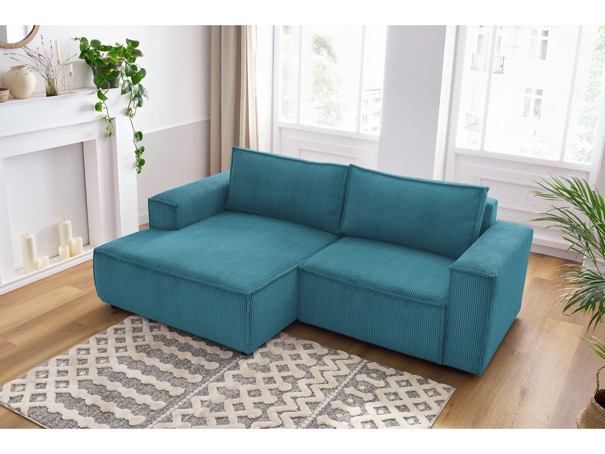 Bobochic Nihad Ecksofa Cordsamt Dunkelblau Ecke links