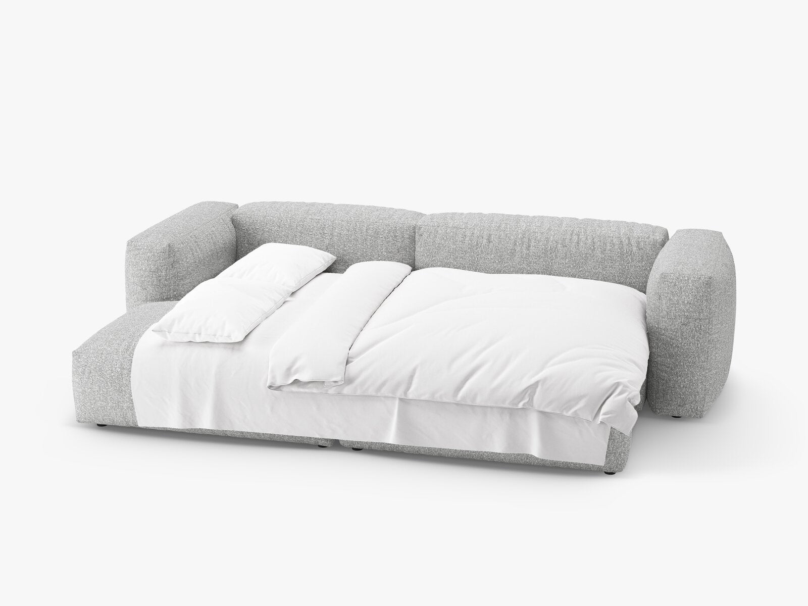 Micadoni Martina Ecksofa 4-Sitzer mit Schlaffunktion Links Boucle Monet Silber