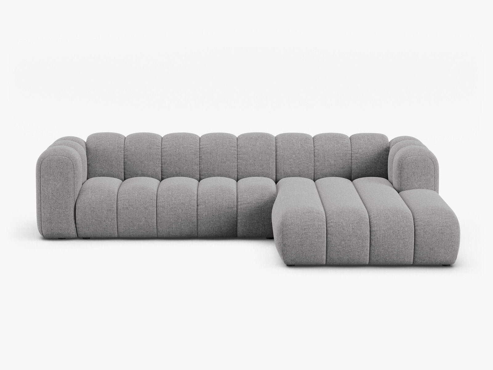 Micadoni Modulares Ecksofa Lupine 4-Sitzer Rechts Chenille Eden Hellgrau