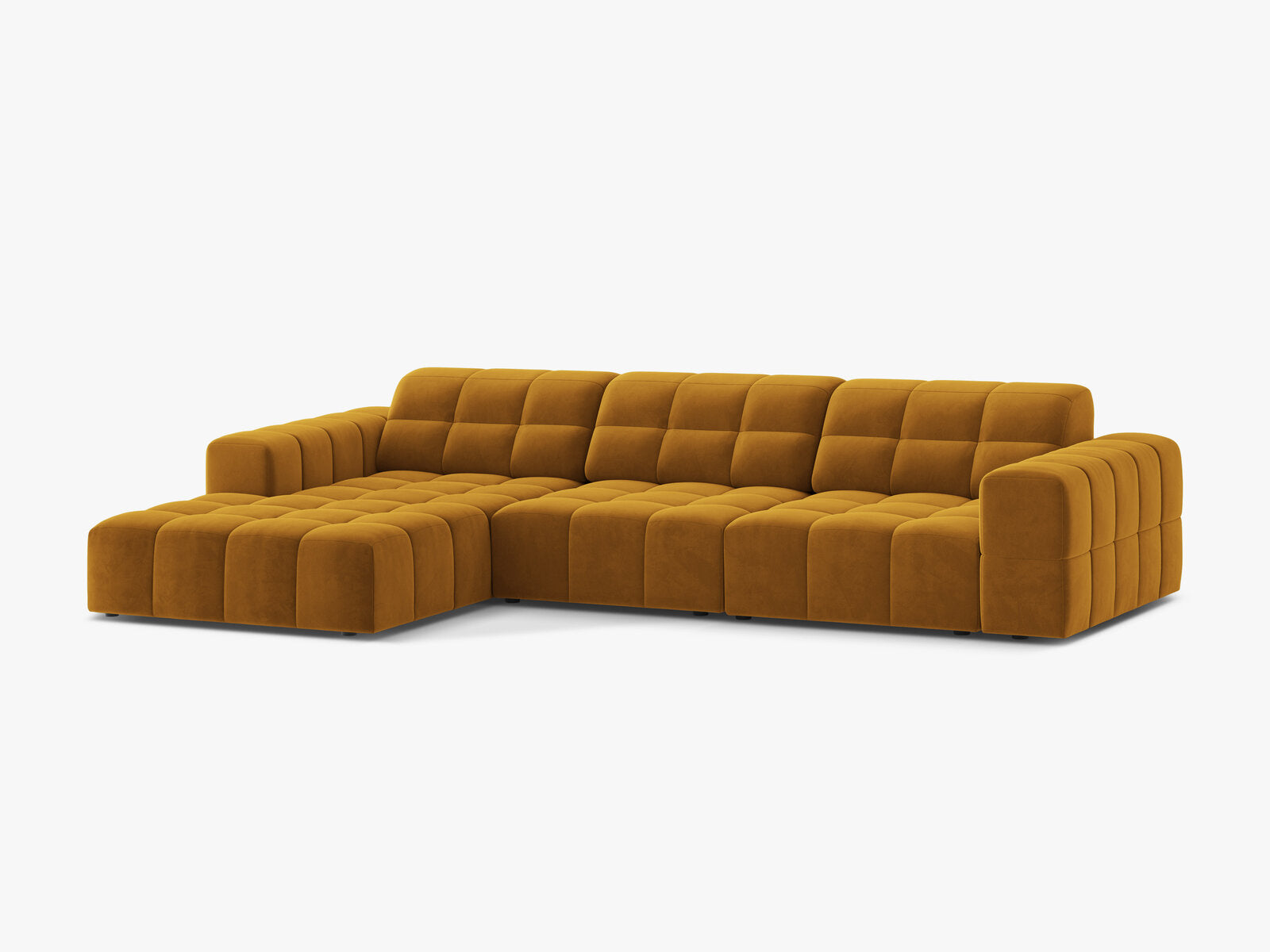 Micadoni Ecksofa Jennifer 4-Sitzer Links Samt Bluvel Gelb