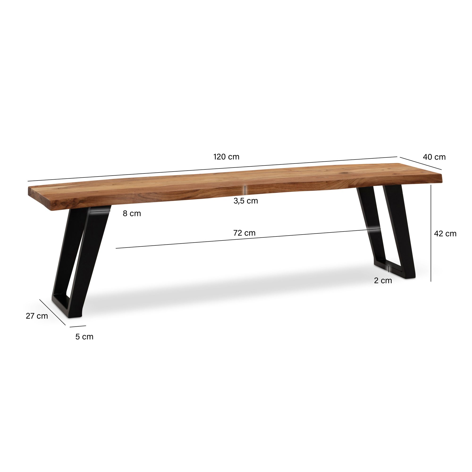 Essbank Meraker Akazie Massivholz 120 cm