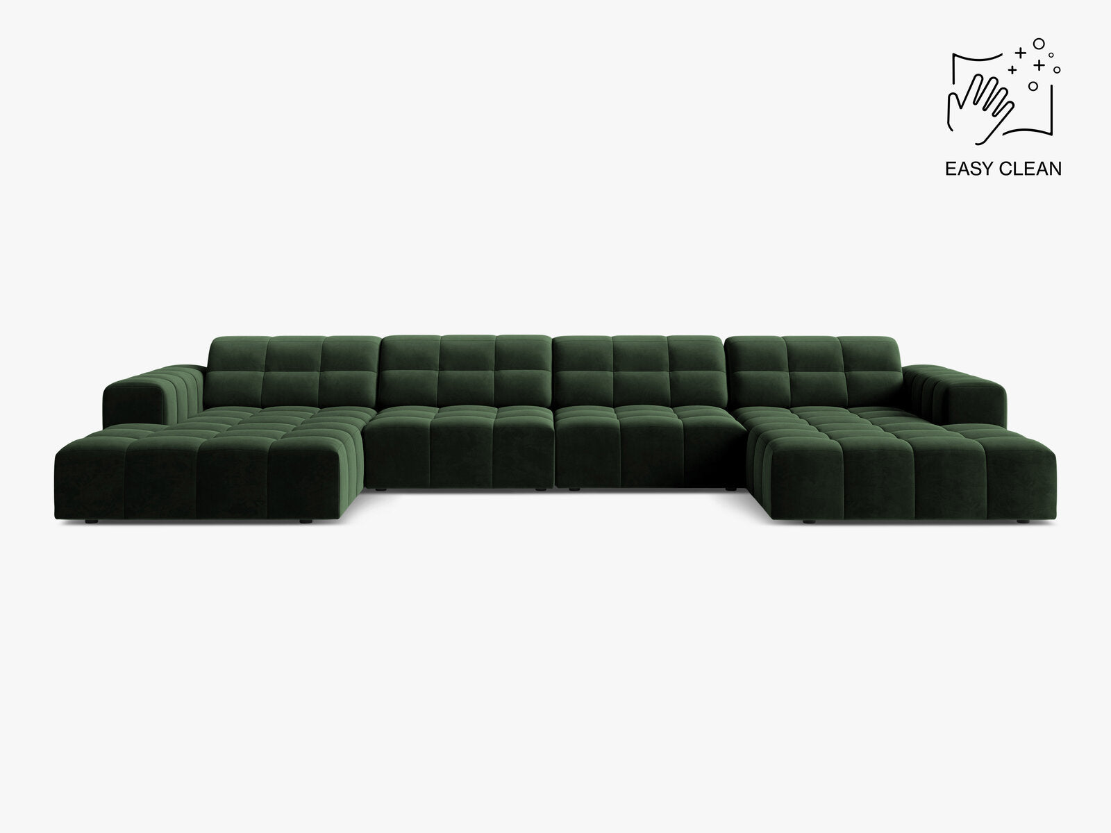 Micadoni Panorama Sofa Jennifer 6-Sitzer Samt Venus Flaschengrün