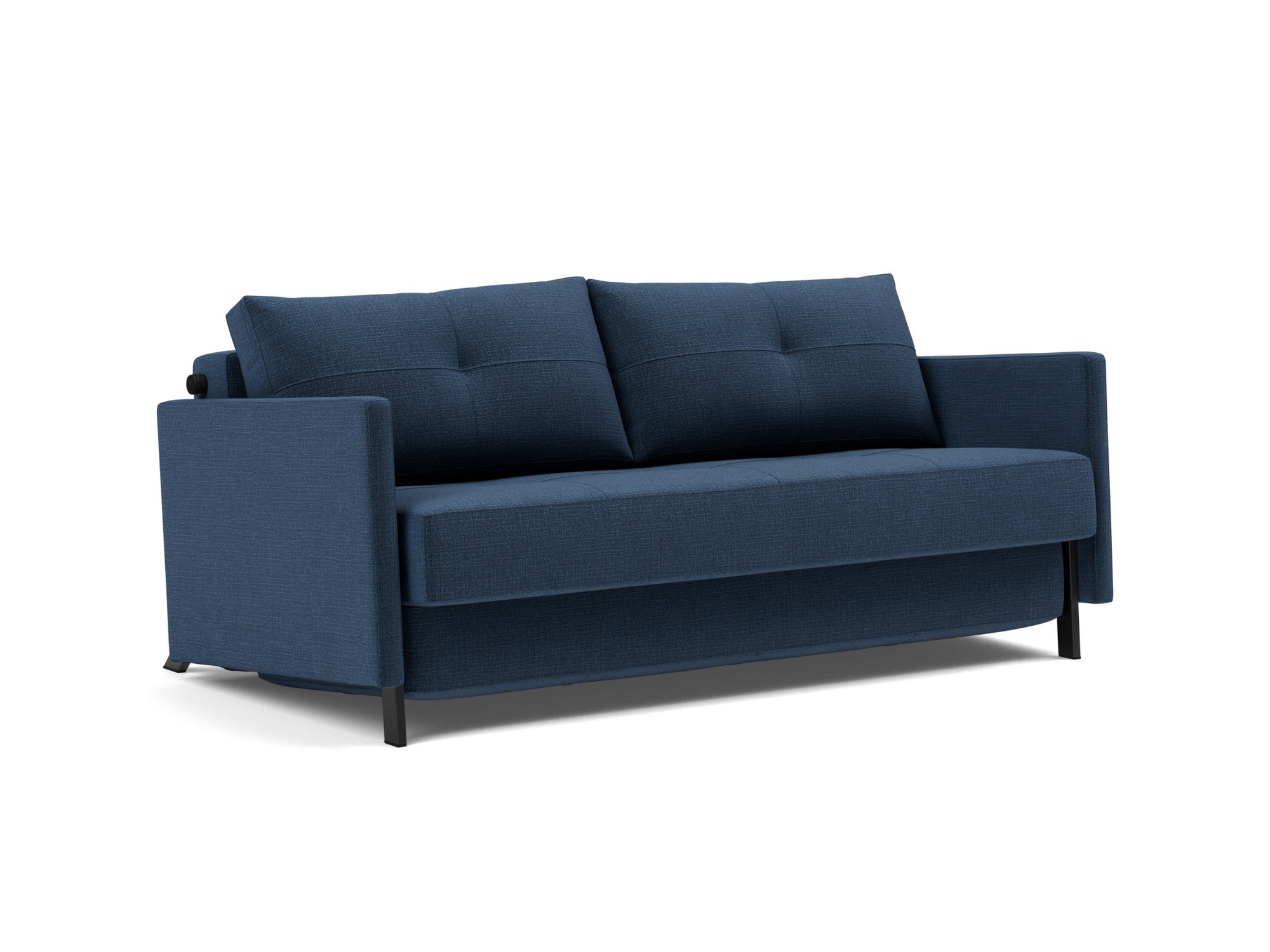 Schlafsofa Cubed mit Armlehnen 160 Chenille Esina 414-Indigo-Blue