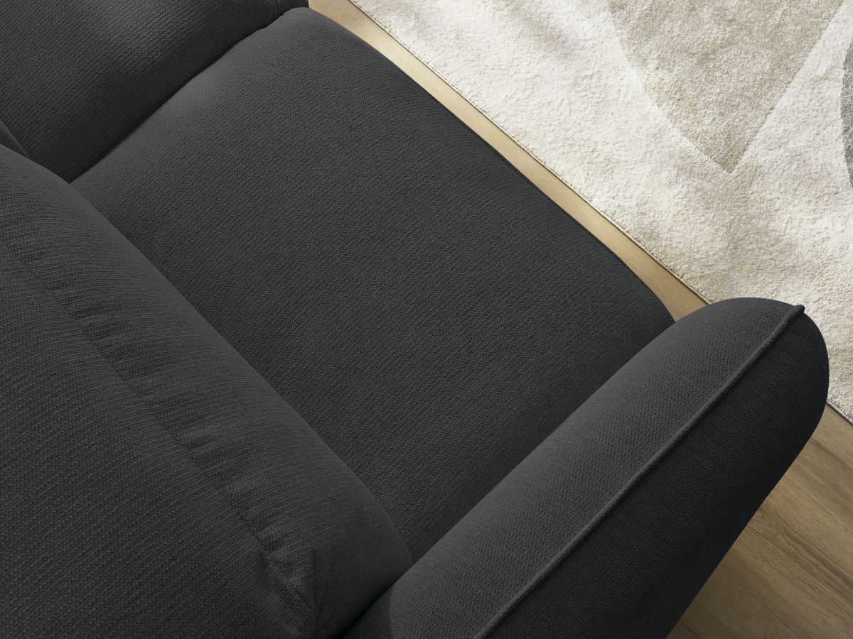 Bobochic Achille Schlafsofa 3-Sitzer Melange-Stoff Schwarz, Liegefläche 140 × 200 cm