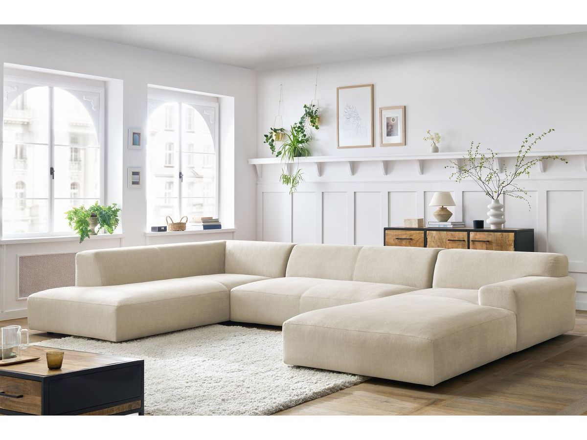 Bobochic Lavena Wohnlandschaft 399 × 220 cm Samt Beige Ecke rechts