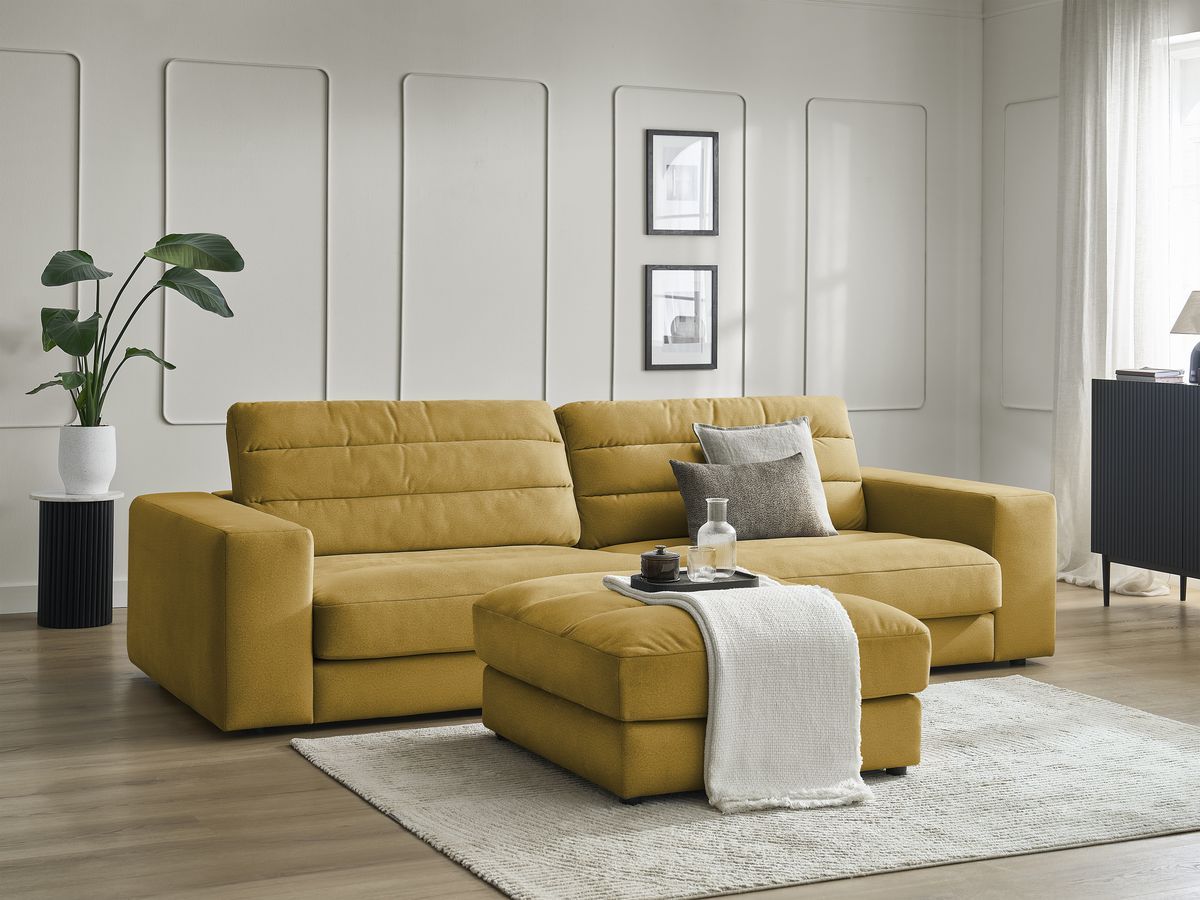 Bobochic Sierra Sofa 4-Sitzer mit Pouf Samt Gelb