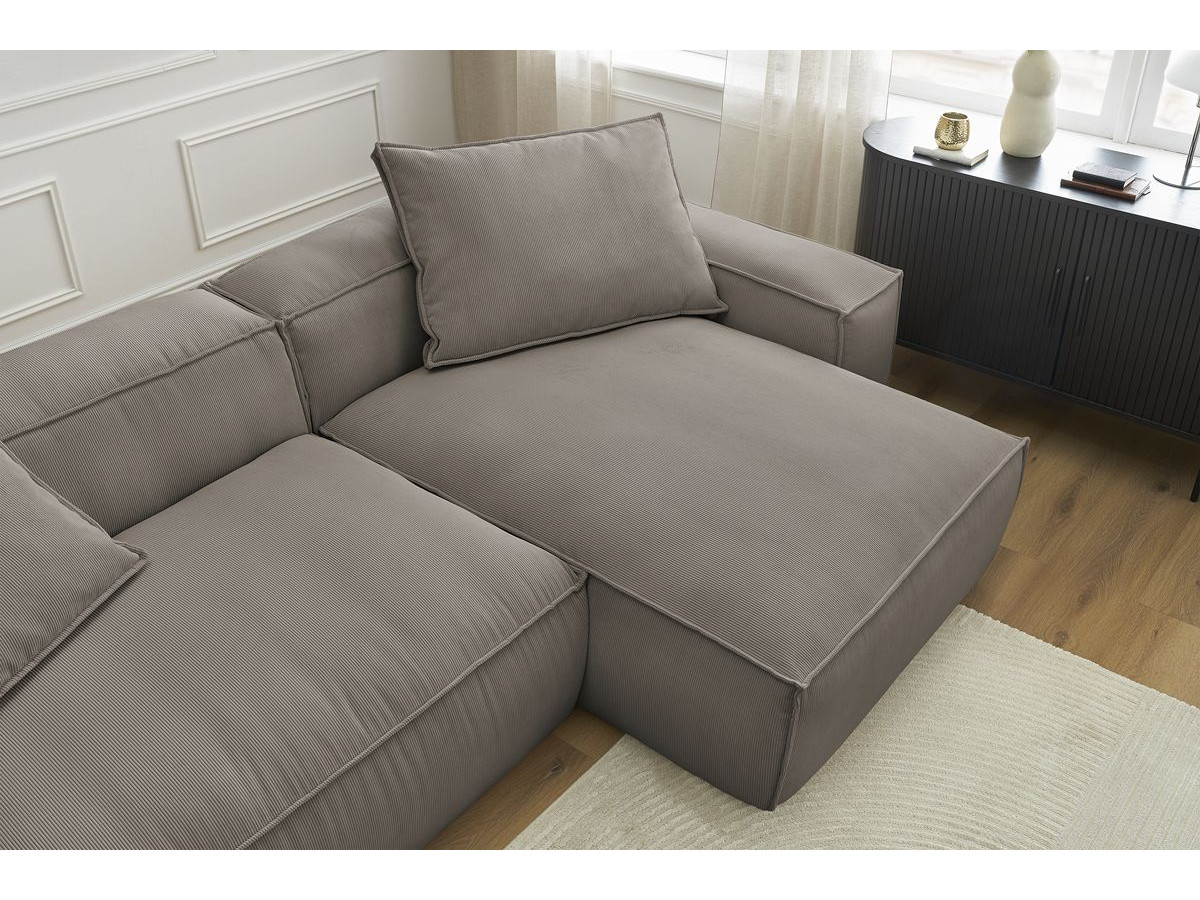 Bobochic Boheme Ecksofa, 3 Kissen Cordsamt Taupe