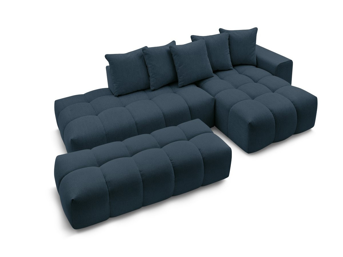 Bobochic Mont-blanc Ecksofa mit Pouf Melange-Stoff Dunkelblau Ecke rechts