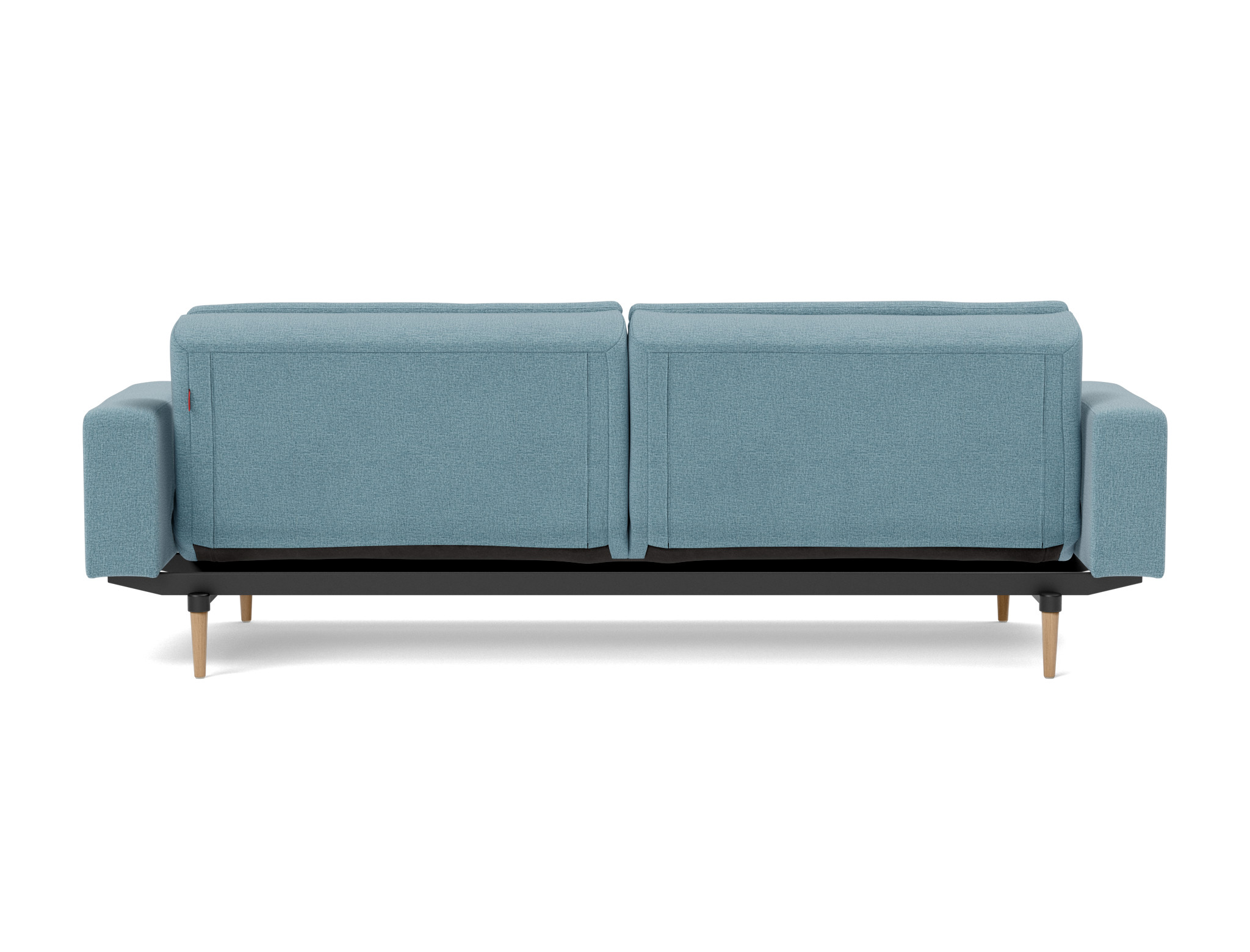 Schlafsofa Dublexo mit Armlehnen Flachgewebe Mixed Dance 525-Light-Blue Beine Styletto Eiche hell