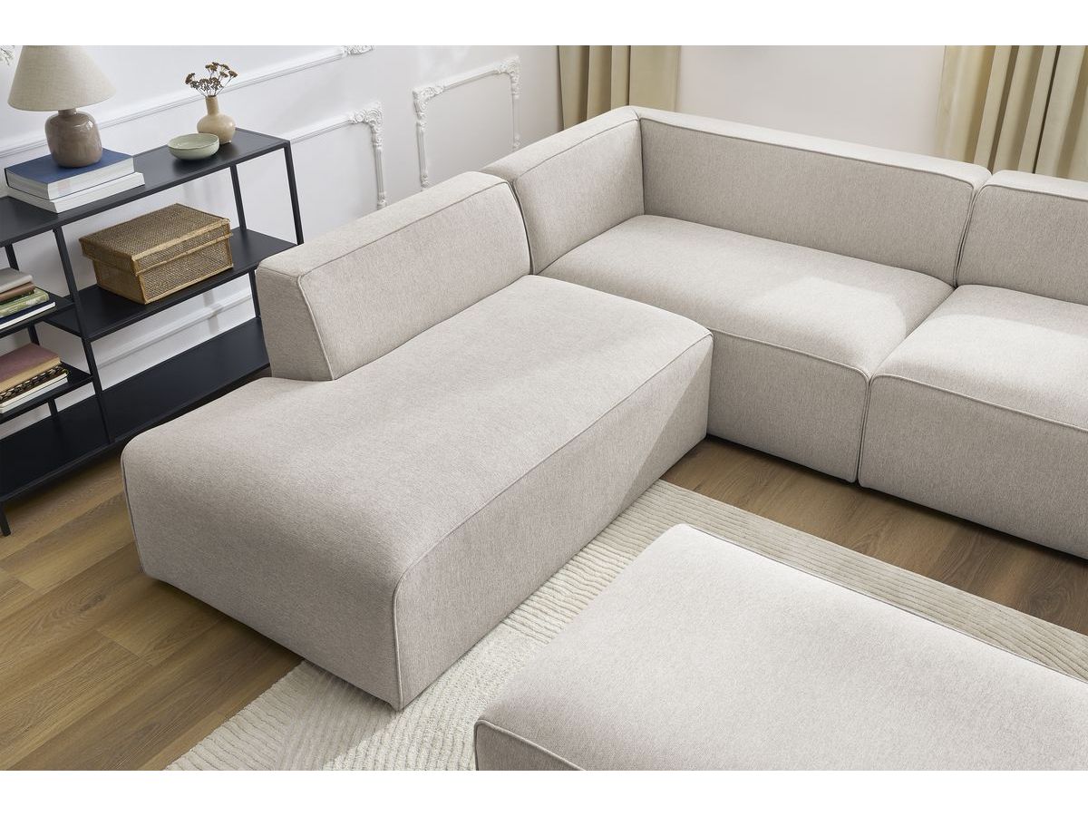 Bobochic Megeve Wohnlandschaft mit Pouf Melange-Stoff Beige Ecke rechts