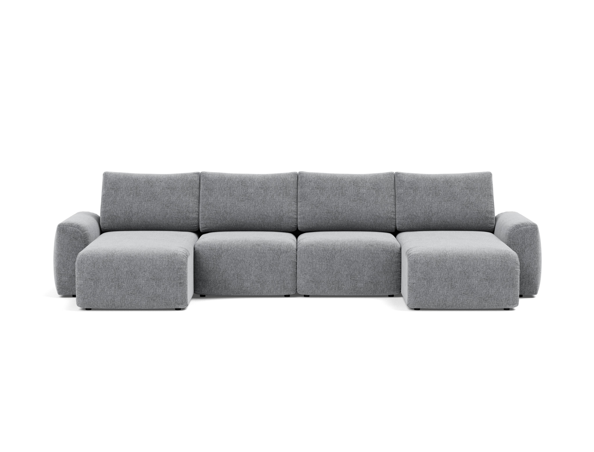 Schlafsofa Norum U-Form mit Chunky-Armlehnen Strukturierter Stoff Twist 565-Granite