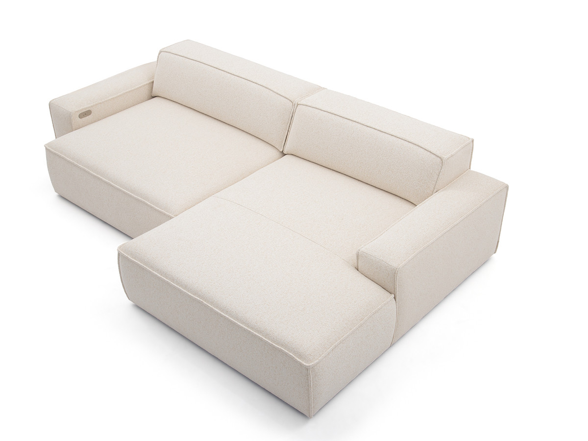 Bobochic Abel Ecksofa mit Schlaffunktion Melange-Stoff Beige Ecke rechts