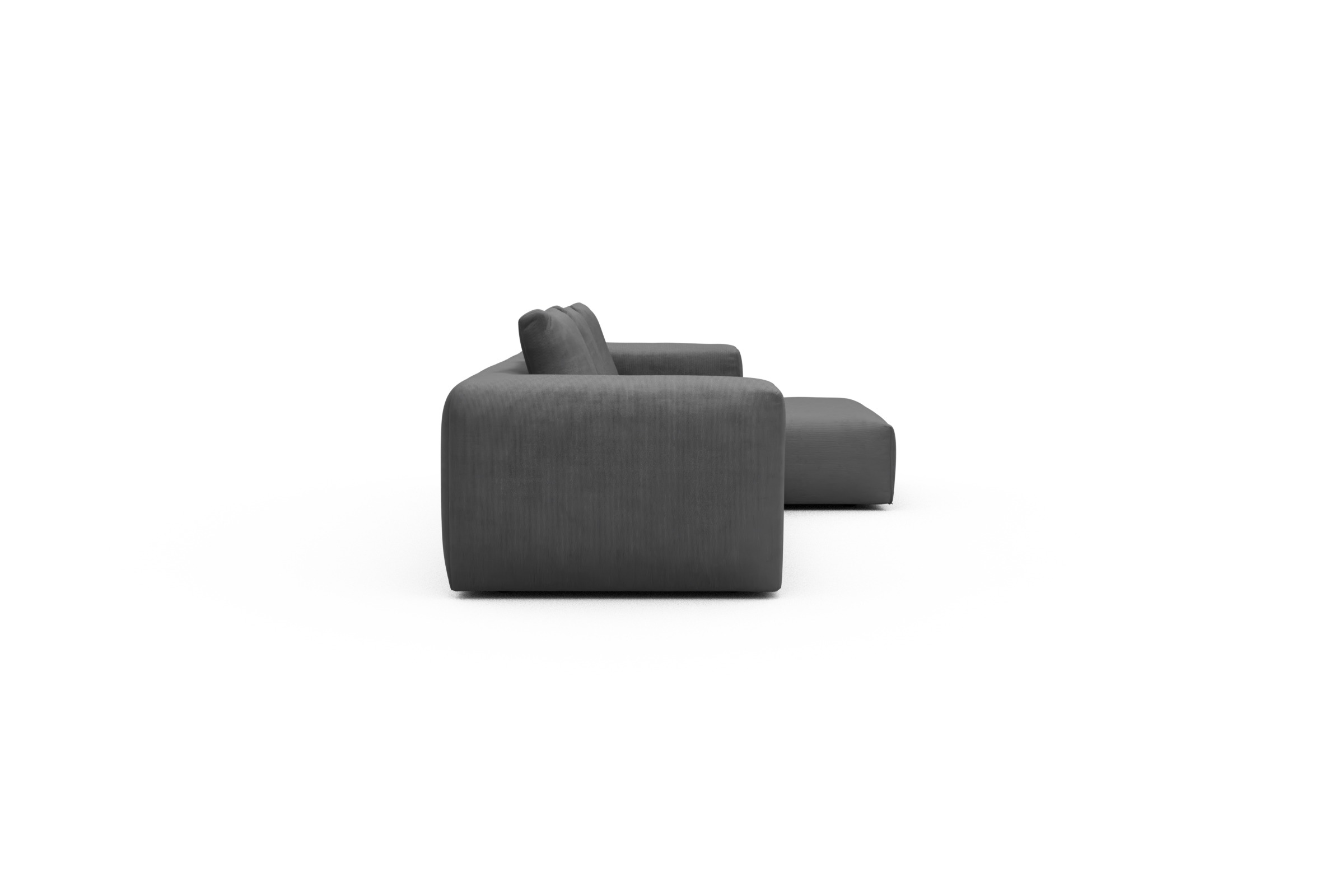 Ecksofa Fred Chaiselongue rechts mit 2,5-Sitzer Cordufine-Grey