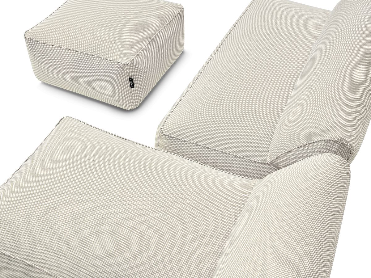 Bobochic Riviera Gartensofa 5-Sitzer mit Pouf Melange-Stoff Beige