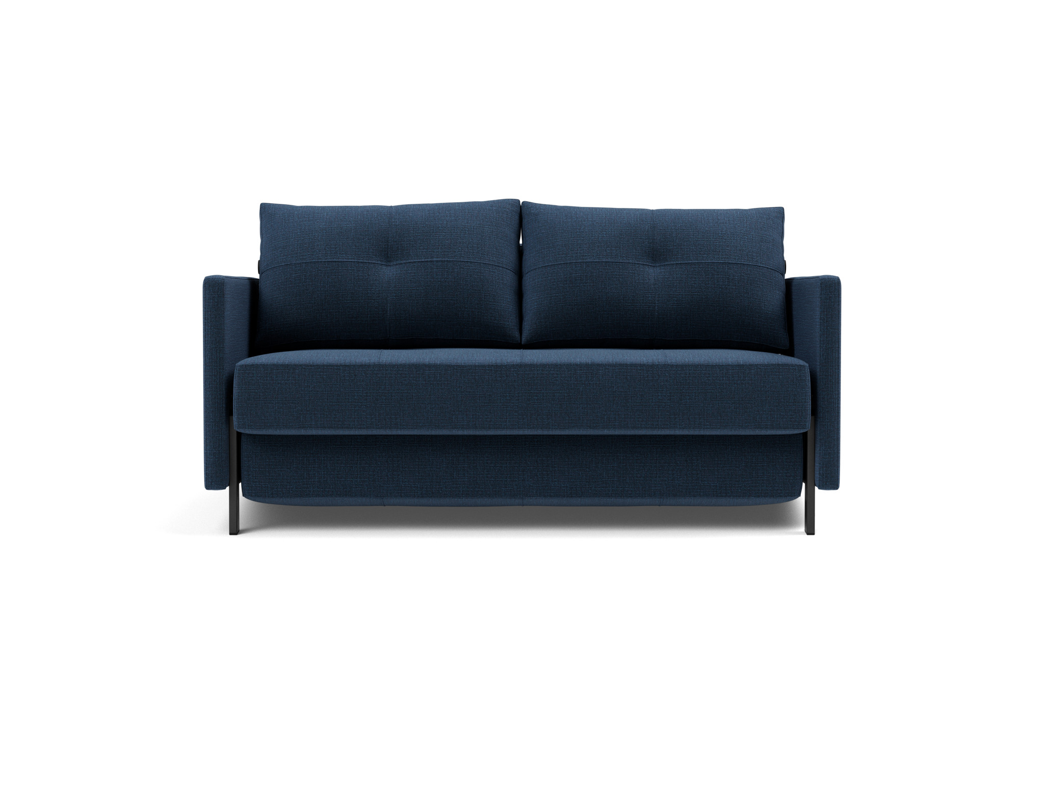 Schlafsofa Cubed mit Armlehnen 140 Chenille Esina 414-Indigo-Blue