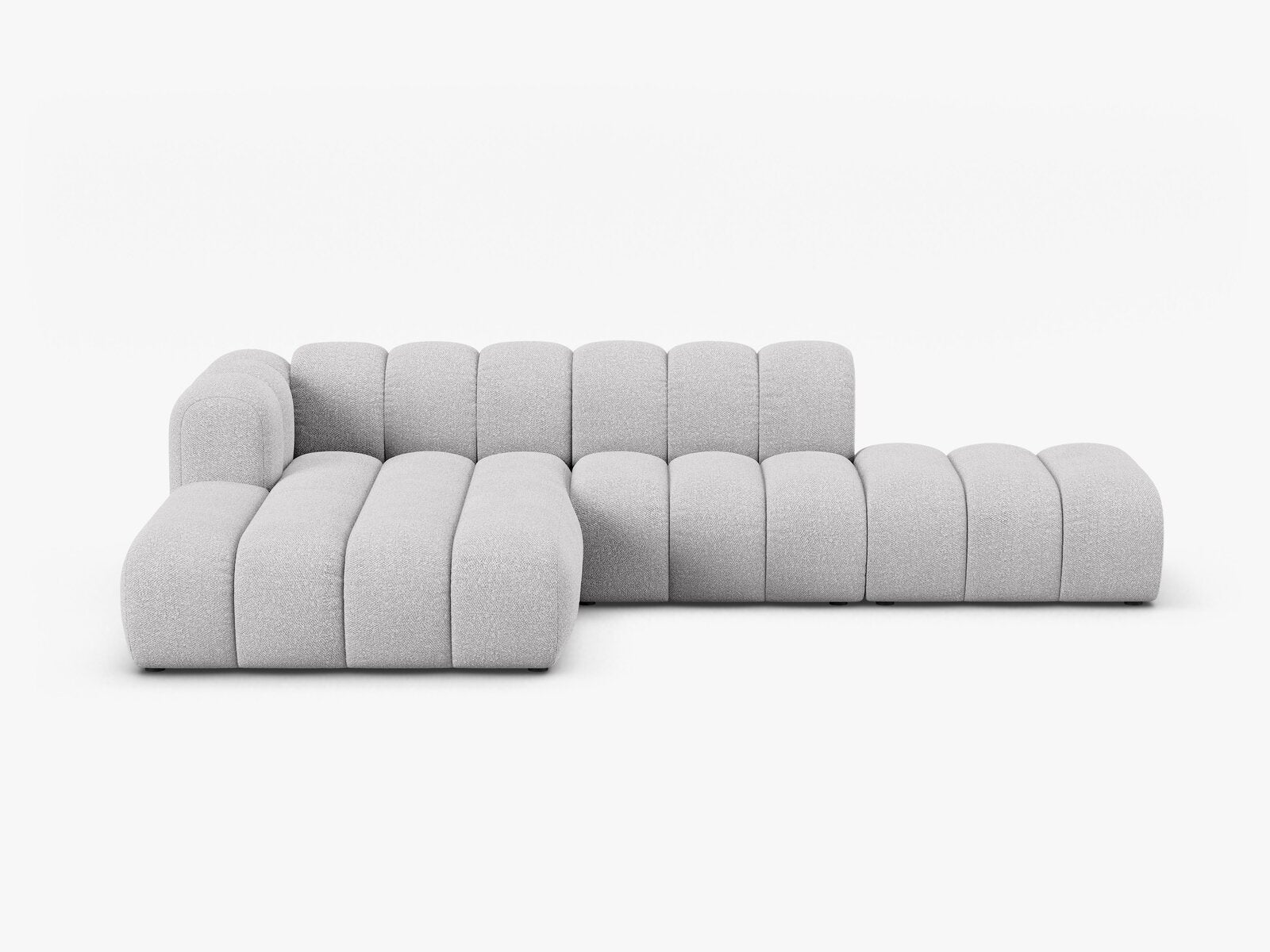 Micadoni Modulares Ecksofa offen Lupine 5-Sitzer Links Boucle Baloo Hellgrau