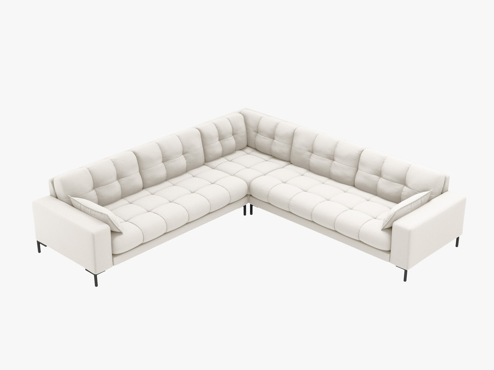 Micadoni Symmetrisches Ecksofa Mamaia 6-Sitzer Strukturierter Stoff Neve Helles Beige schwarze Beine