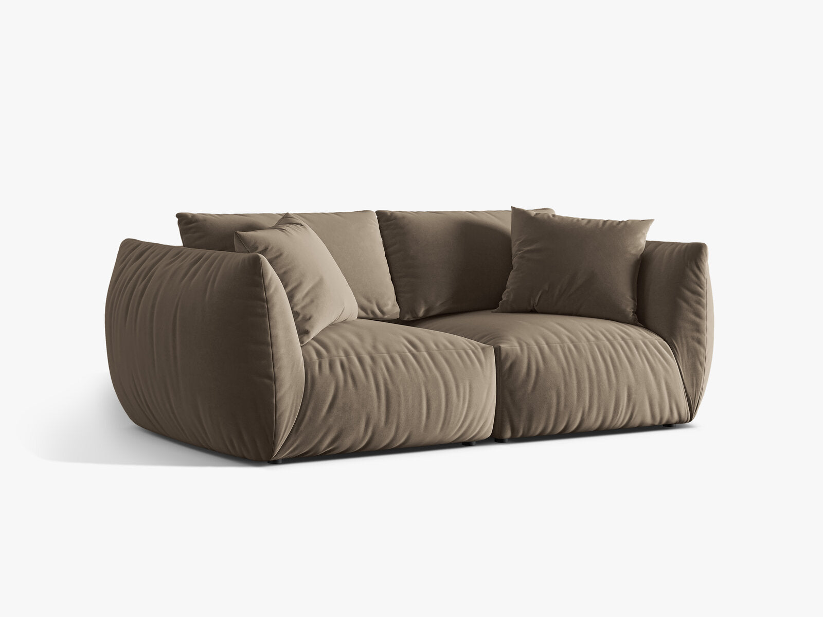 Micadoni Sofa Chris 3-Sitzer Samt Hellbraun