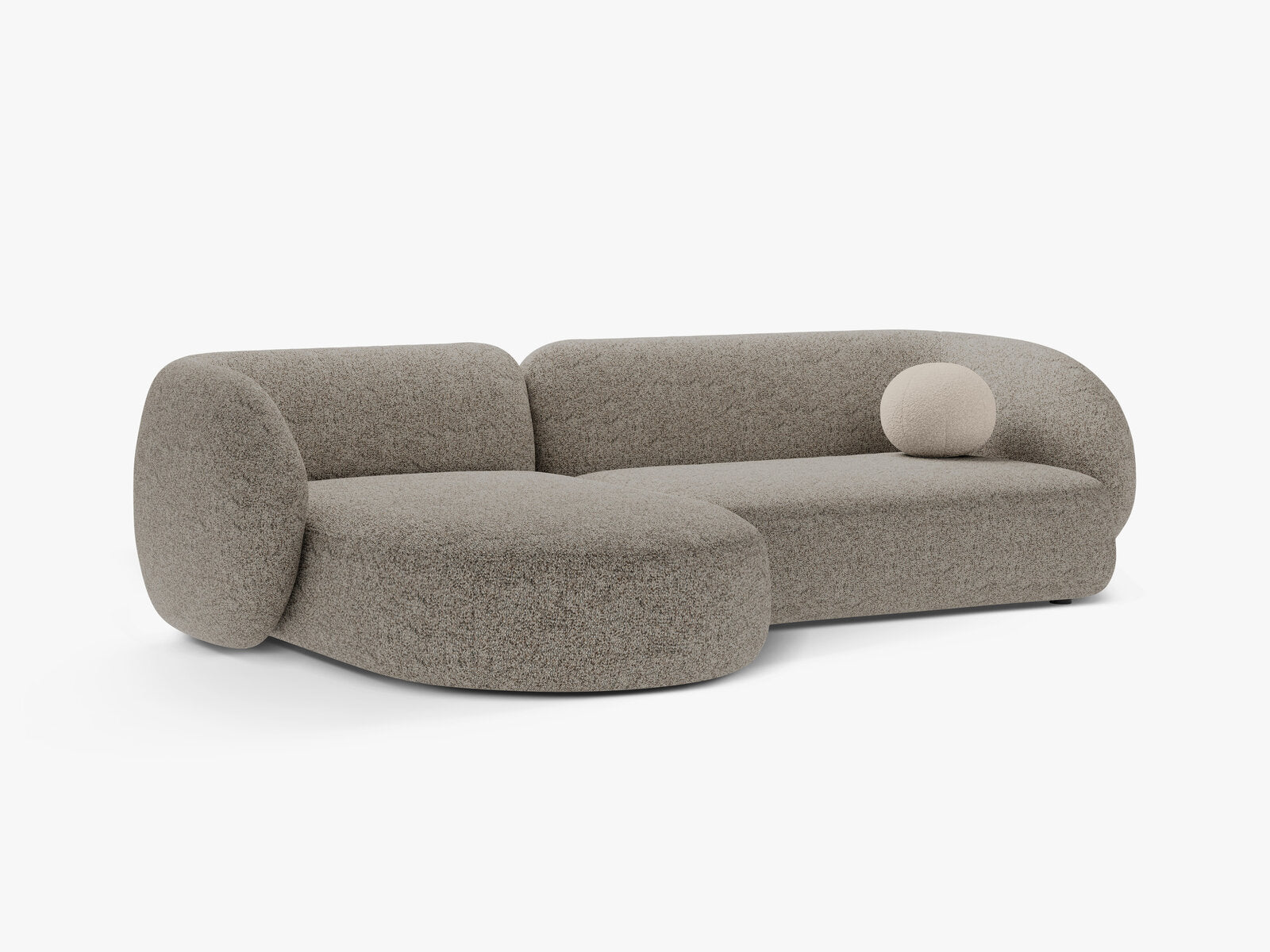 Micadoni Ecksofa Kate 3-Sitzer Links Strukturierter Stoff Puente Beige Melange