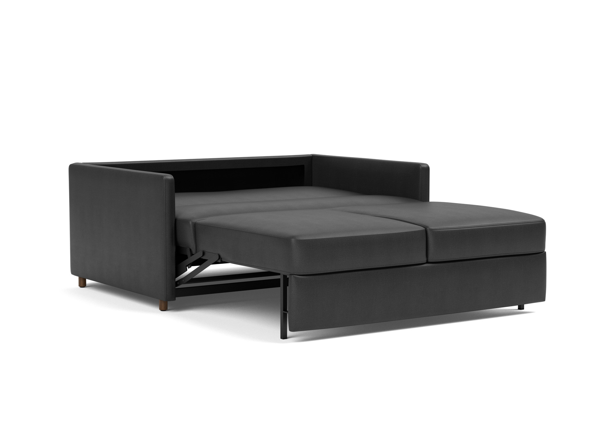 Schlafsofa Neah mit Slim-Armlehnen 140 Lederoptik Faunal 550-Black