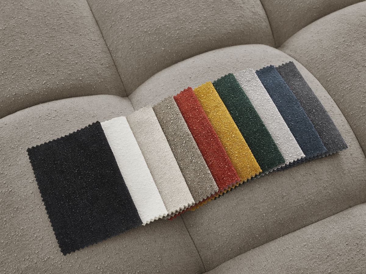 Bobochic Everest Ecksofa, 4 Kissen Strukturstoff Taupe Ecke links
