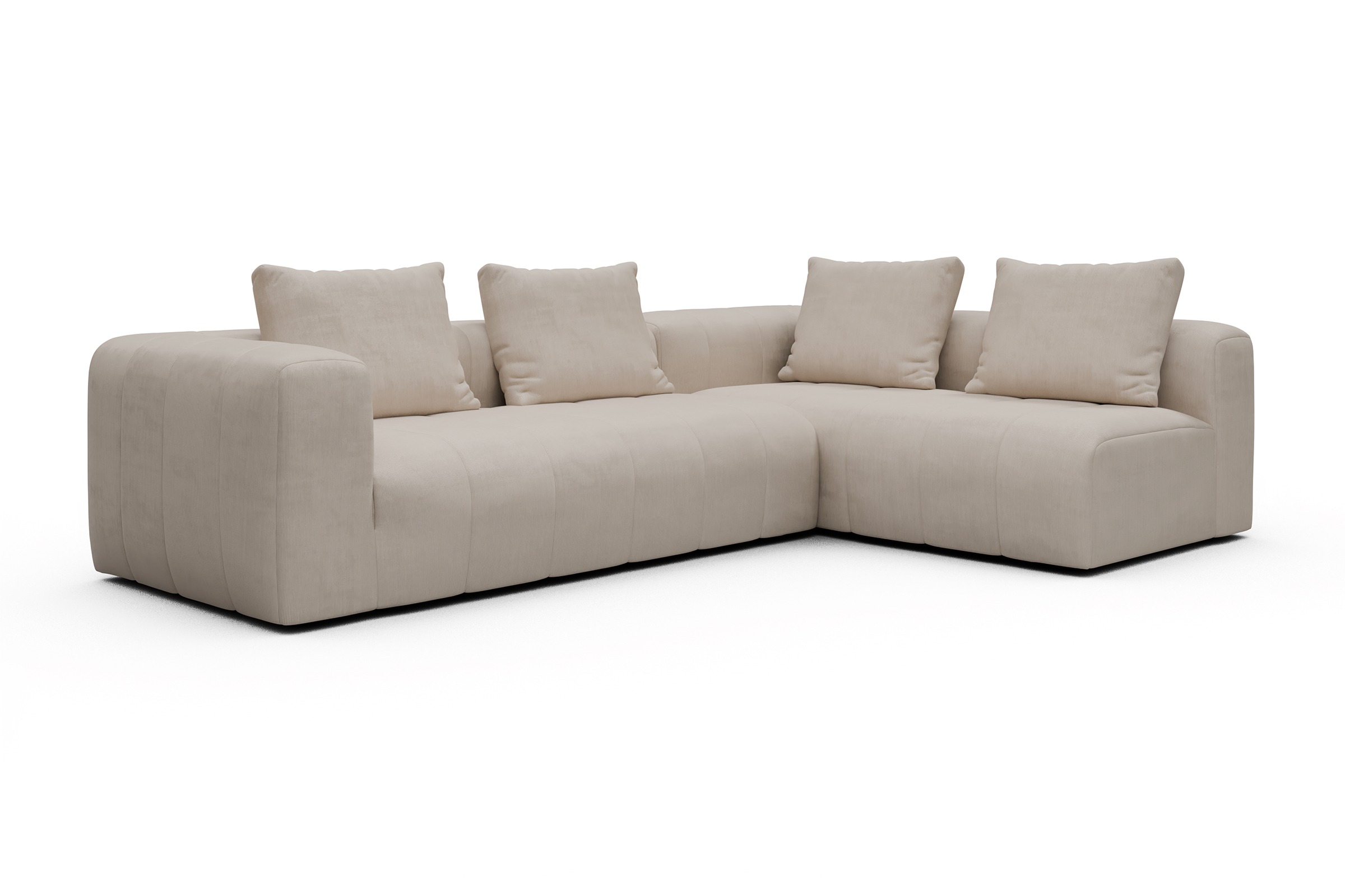 Ecksofa Hugo 2x 2,5-Sitzer Armlehne links Cordufine-Off-White